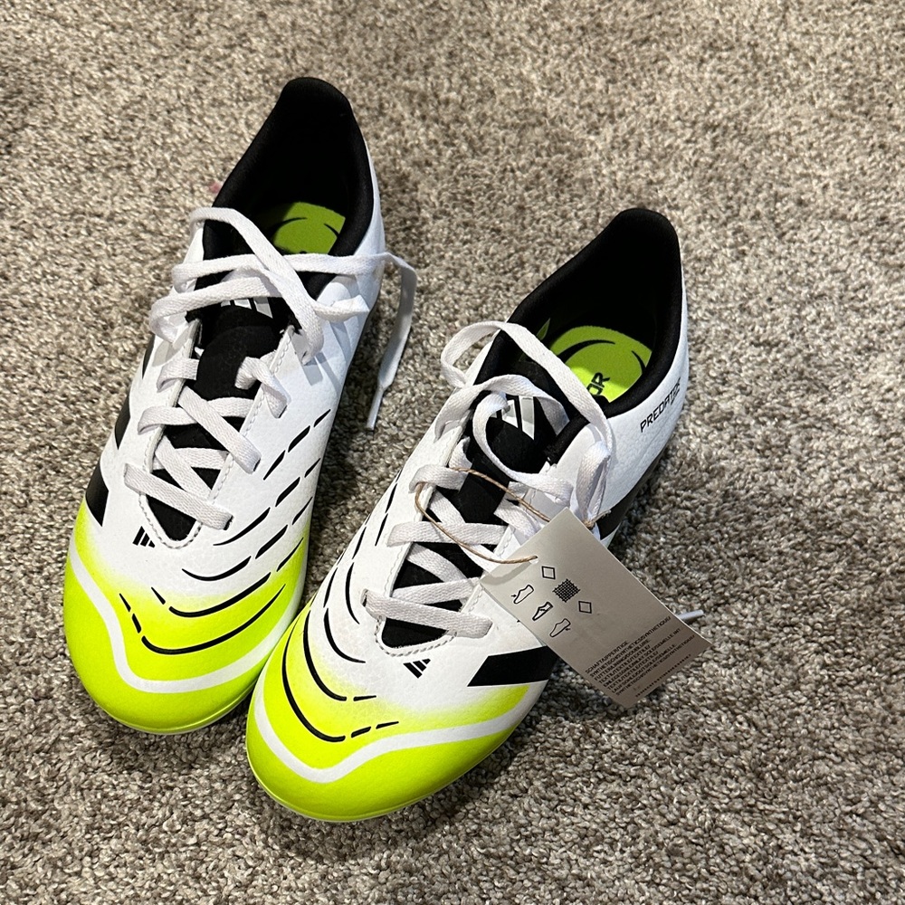 Adidas White and Neon Green Cleats